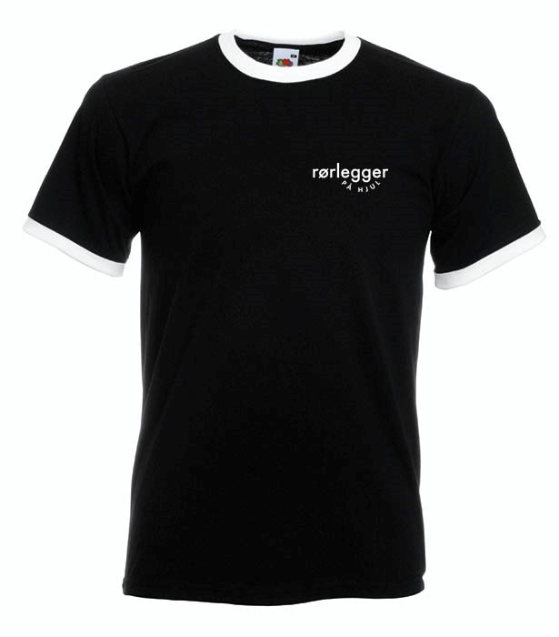 Ringer T T-shirt sort m/hvit rib